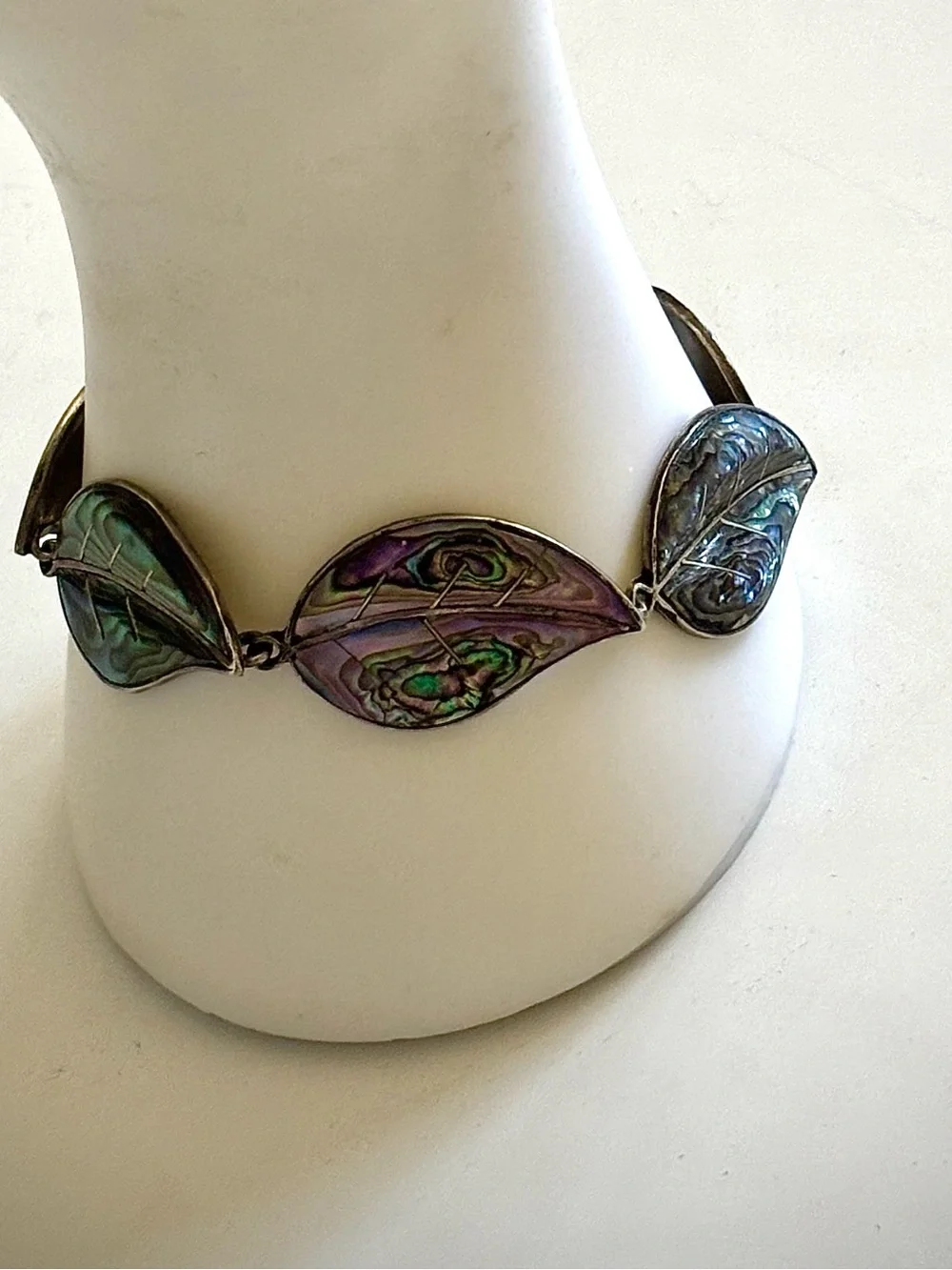 Vintage Sterling Silver Abalone Bracelet Estate Collection 7 1/-8”